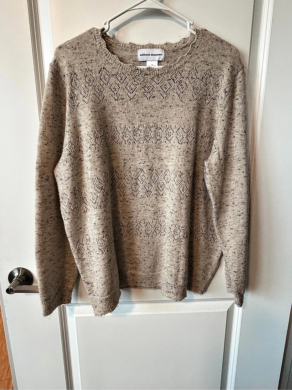 alfred dunner Geometric Knit Sweater Brown XL